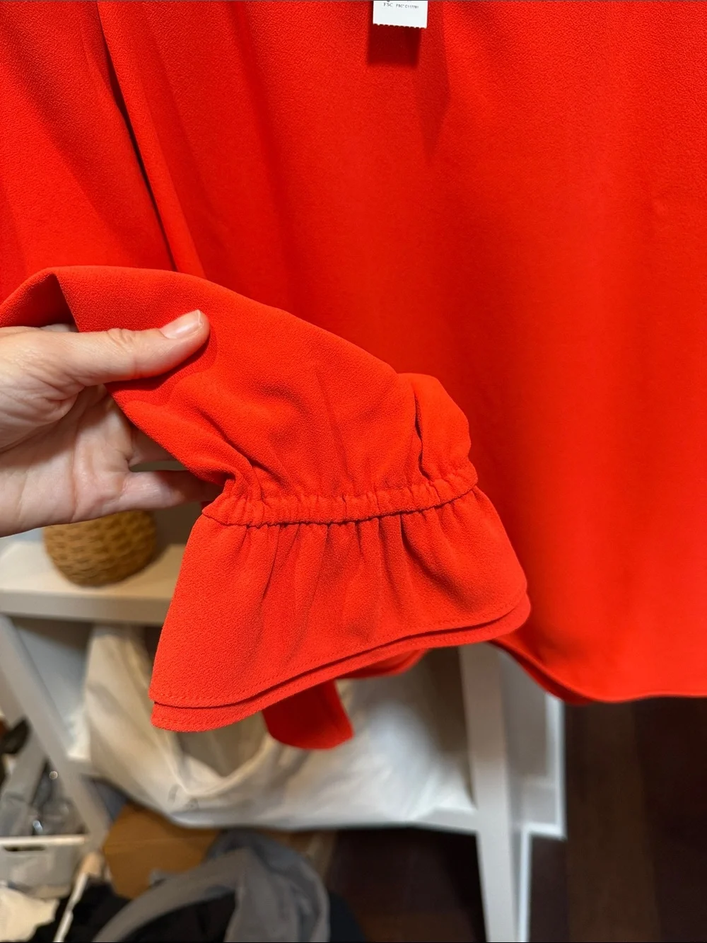 J. Crew Red Ruffle-Neck Long-Sleeve Blouse